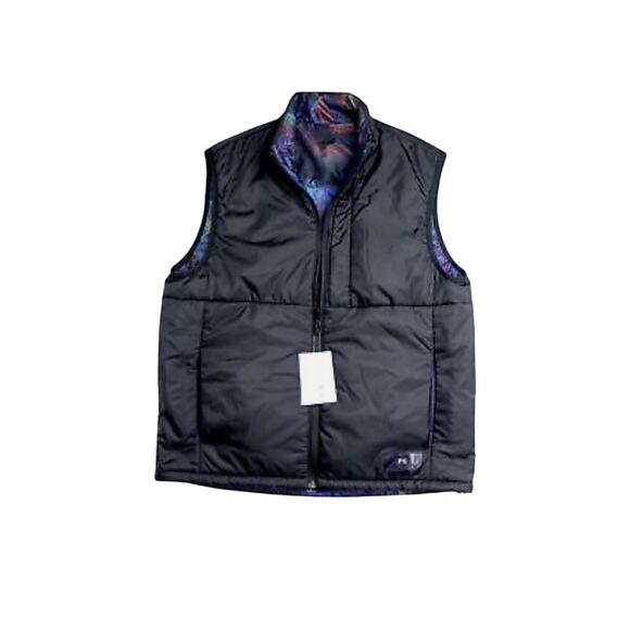 Paul Smith Men's Reversible Down Vest Black & Multi-Color Galaxy Size Medium